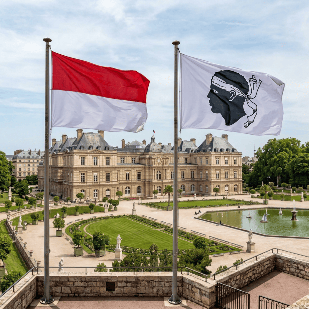 Drapeaux devant le Sénat français